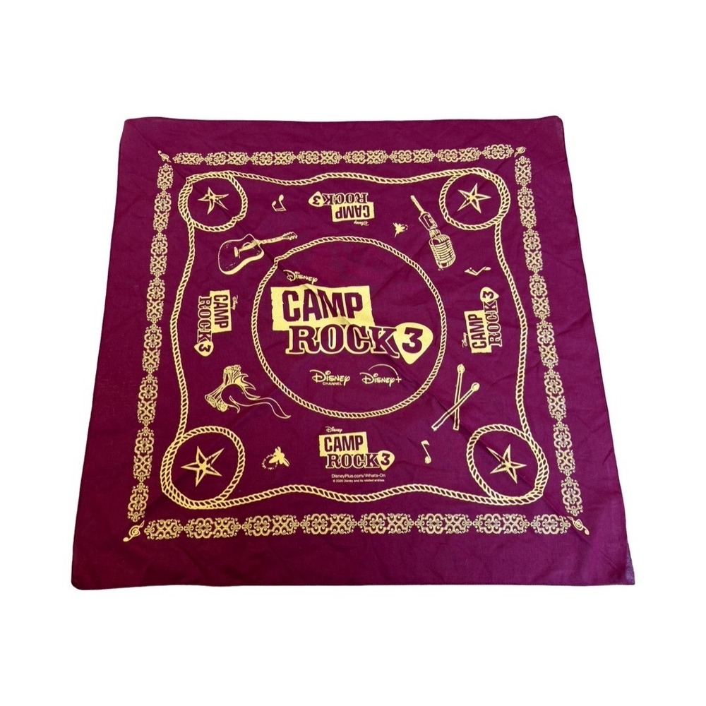 Disney Camp Rock 3 Bandana Burgundy Gold Disney Plus Promo Scarf Movie Merch